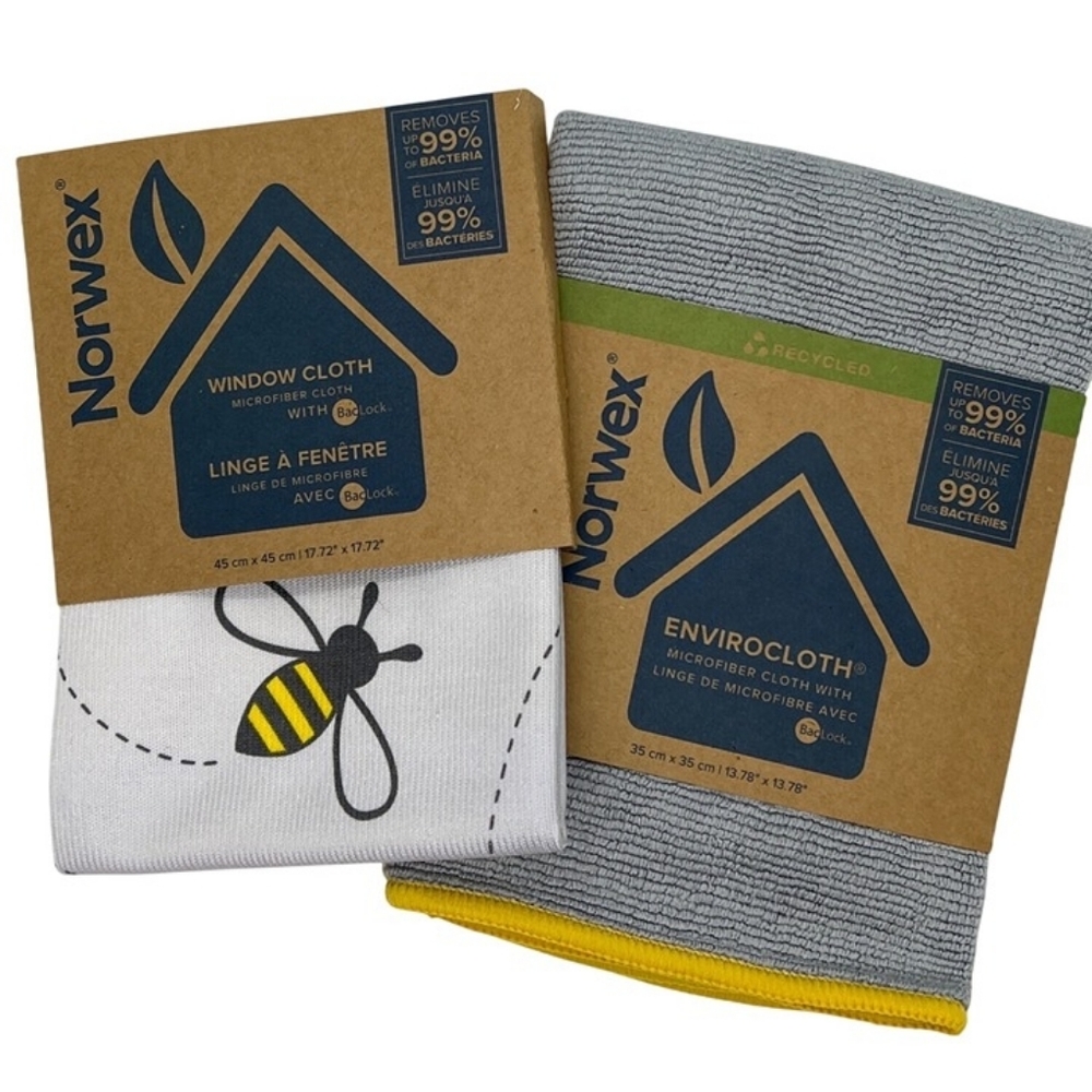 Norwex Enviro Cloth and Window Cloth Basic Package Bees and Graphite NWT
